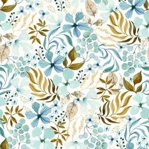 Teal floral watercolor pattern