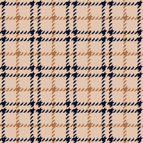 Geometric check print in beige and blue color