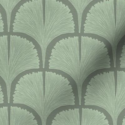 Ginkgo Leaf Scallop Fan Art Deco Geo - Green