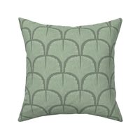 Ginkgo Leaf Scallop Fan Art Deco Geo - Green