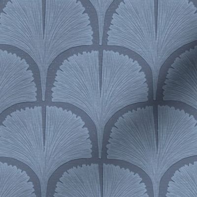 Ginkgo Leaf Scallop Fan Art Deco Geo - Blue