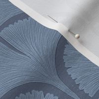 Ginkgo Leaf Scallop Fan Art Deco Geo - Blue