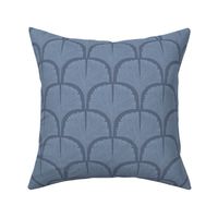 Ginkgo Leaf Scallop Fan Art Deco Geo - Blue