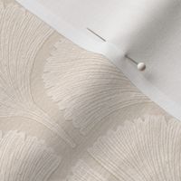 Ginkgo Leaf Scallop Fan Art Deco Geo - Beige