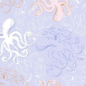 Tentacle Tango Tapestry - Octopus design in light violet with texture