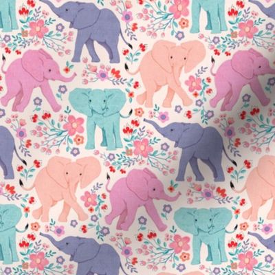 Energetic Elephants with Whimsical Wildflowers - small 