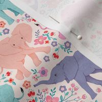 Energetic Elephants with Whimsical Wildflowers - small 
