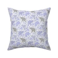 Energetic Elephants with Whimsical Wildflowers - periwinkle purple, small 