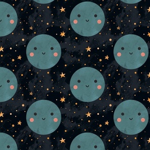 Cute Moon Starry Night Pattern With A Children’s Storybook Aesthetic 