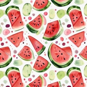 Watercolor Watermelon Slices - Summer Fruit