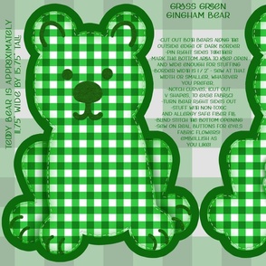 GRASS-GREEN-GINGHAM BEAR-CUT-AND-SEW