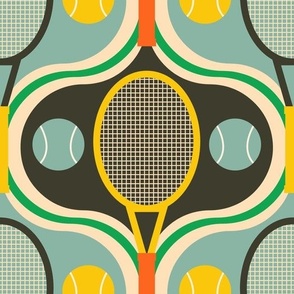 Retro-Tennis-Rackets-with-Tennis-Balls-vintage-yellow-blue-green-orange-maculine-L-large
