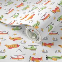 Small Up Up and Away Fly High Aviator Nursery Helicopters Airplanes Air Travel
