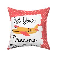 18x18 Panel Let Your Dreams Take Flight! Fly High Aviator Nursery Lovey or Pillow 