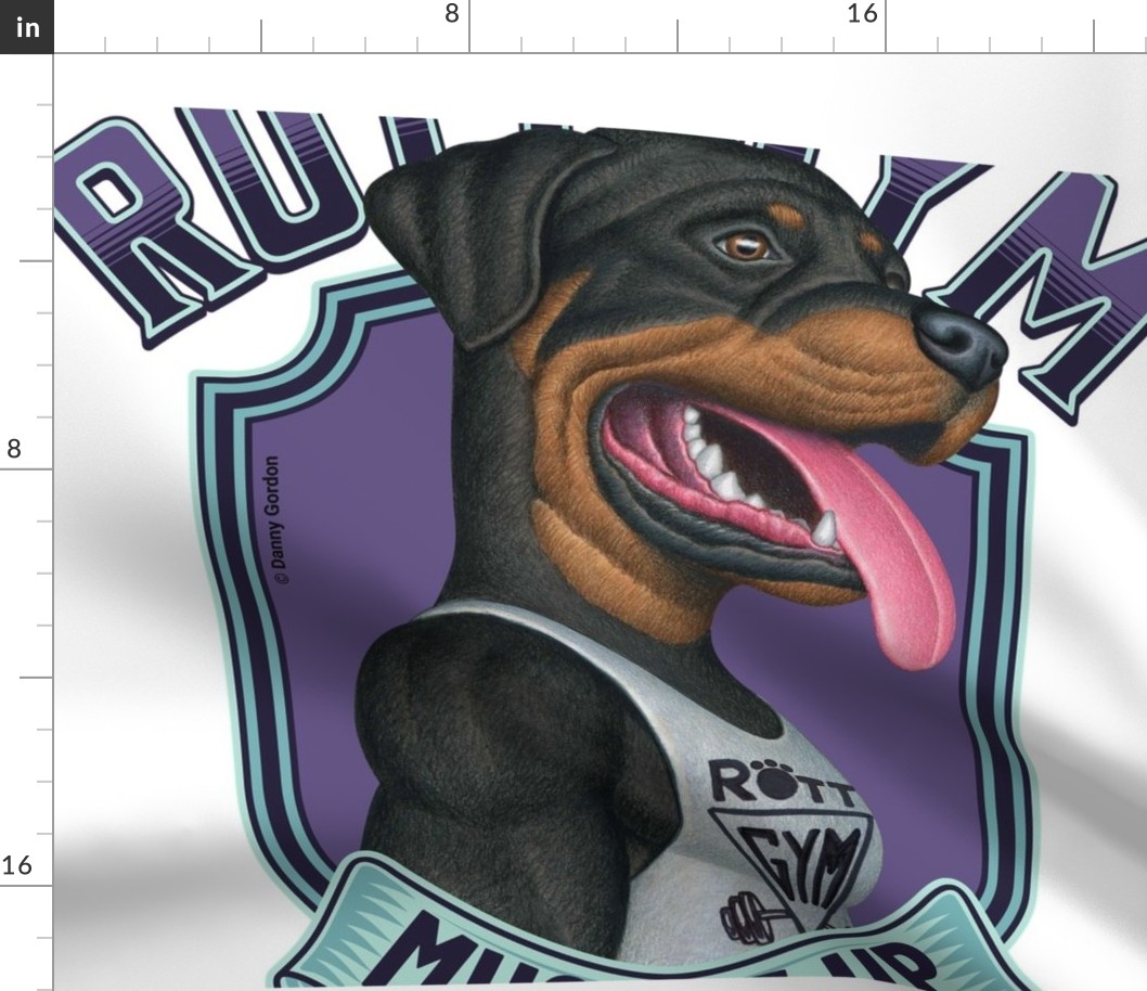 Cute Rottweiler in Tank Top Going to the Rott Gym purple trim