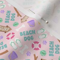 (small scale) Beach Dog - pink - Summer Dogs - LAD24