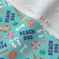 (small scale) Beach Dog - aqua blue - Summer Dogs - LAD24