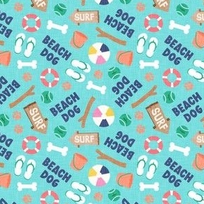 (small scale) Beach Dog - aqua blue - Summer Dogs - LAD24