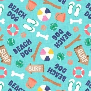 Beach Dog - aqua blue - Summer Dogs - LAD24