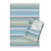 boho stripes horizontal cerulean orange 