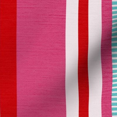 Bold Pink And Turquoise Color Play Stripes -large scale