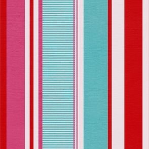Bold Pink And Turquoise Color Play Stripes -small scale