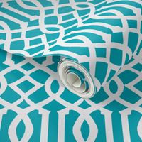 Imperial Trellis-Turquoise/White-Large