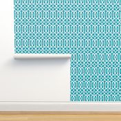 Imperial Trellis-Turquoise/White-Large