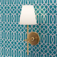 Imperial Trellis-Turquoise/White-Large