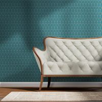 Imperial Trellis-Turquoise/White-Large