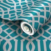 Imperial Trellis-Turquoise/White-Large