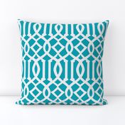 Imperial Trellis-Turquoise/White-Large