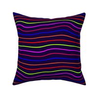 Colorful Neon Wavy Stripes on Dark Purple Jumbo