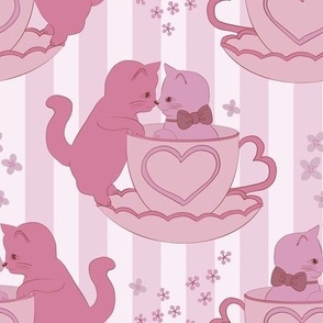 medium// Lovely Cute Cats in love tea cups Grand Millenial All Pink