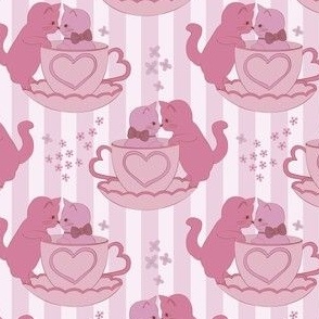 small// Lovely Cute Cats in love tea cups Grand Millenial All Pink