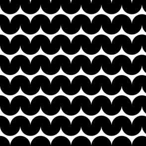Retro Ripples - Black on White Horizontal (medium)