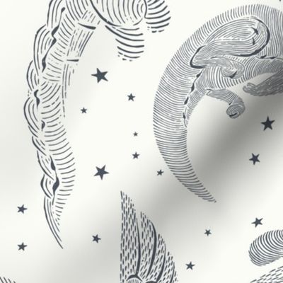 JUMBO // Imagination Society // Constellation Animals // Sweet Dream Adventures // Stars Fox Alligator Cheetah Owl Zebra Unicorn Otter // Magical Kid // Starry Sky // Navy Blue // Cream