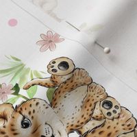 Pink Floral Safari Animals Leopard Baby Girl Nursery Ladybug Bees Greenery Rotated 