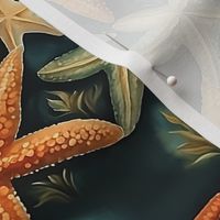 Vintage Starfish Sea Pattern | Nostalgic | Blue Background
