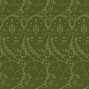 Early Renaissance Oblique Floral, olive green