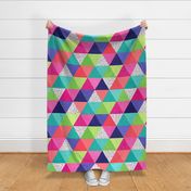 Rainbow Sprinkle Confetti Cheater Quilt Top – Multicolor patchwork triangle geometric quilt design