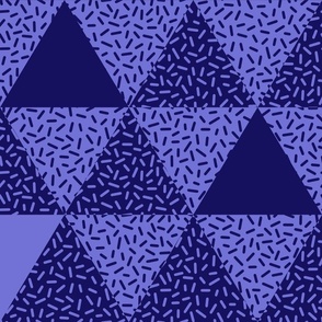 Blue Sprinkle Confetti Cheater Quilt Top – Navy indigo patchwork triangle geometric quilt design