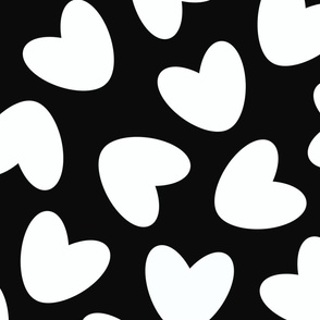 Haphazard Hearts - White on Black (extra large)