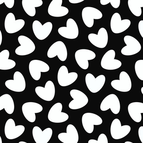 Haphazard Hearts - White on Black (large)