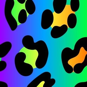 Neon Leopard - Jumbo - Rainbow Gradient & Dark Classic Black - Florescent Fun