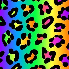 Neon Leopard - Large - Rainbow Gradient & Dark Classic Black - Florescent Fun