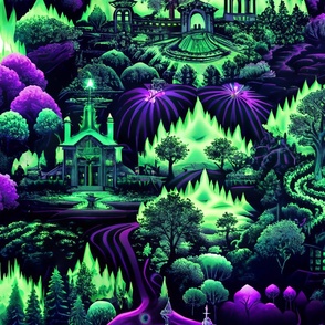 Black Green and Purple Spooky Elegant Toile