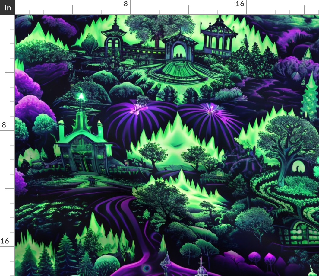 Black Green and Purple Spooky Elegant Toile