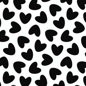 Haphazard Hearts - Black on White (large)