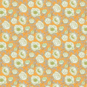 [Medium]Whimsical Peony Blossoms Paradise in mustard, cream and green